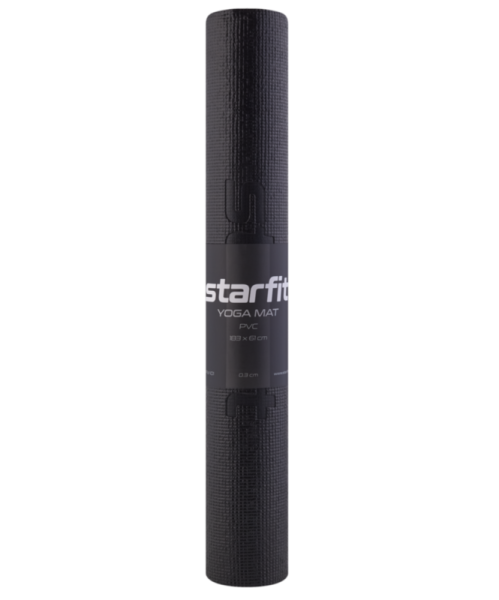 Коврик для йоги StarFit FM-101, ПВХ, 3 мм, разм. 183 х 61 см, черный