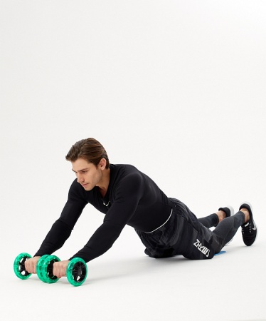 Ролик для пресса StarFit RL-107, диам. 14 см, раздельный, черный/зеленый