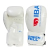 Перчатки для бокса Green Hill IBA арт.102319, белый/синий лого