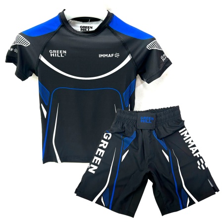 Рашгард 2 в 1 для MMA Green Hill 11005, футболка/шорты, черный/синий, разм. XS