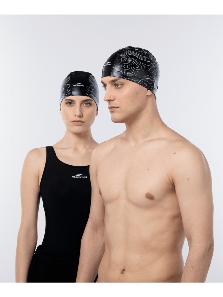 Шапочка для плавания 25Degrees Effect Black 25D22010A, комбинированный, черный