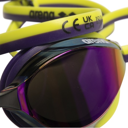 Очки для плавания Arena Python Mirror 1E763-122, фиолетовые линзы, желтый/фиолетовый