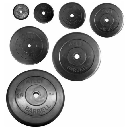Диск для штанги Barbell Titan, диам. 26 мм, металл/резина, черный
