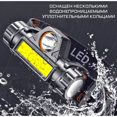 Фонарь налобный Мастер К. BR023, 5 Вт, 1200 мАч, 3 режима, MicroUSB, черный