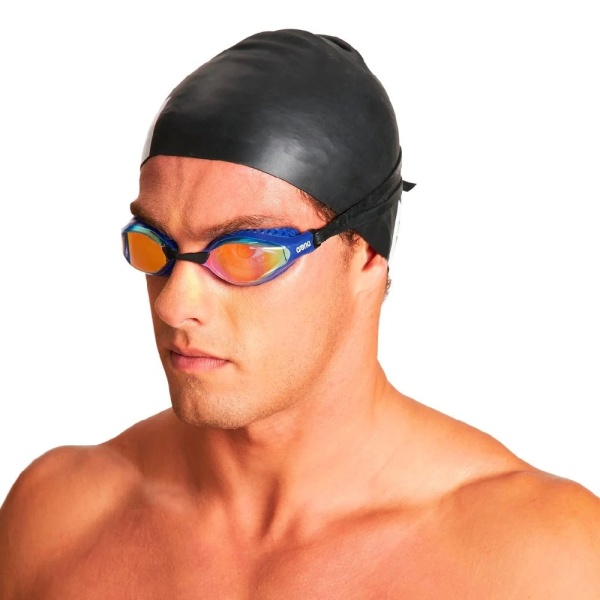 Очки для плавания Arena Air-Speed Mirror 003151-203, желтые линзы, синий/черный