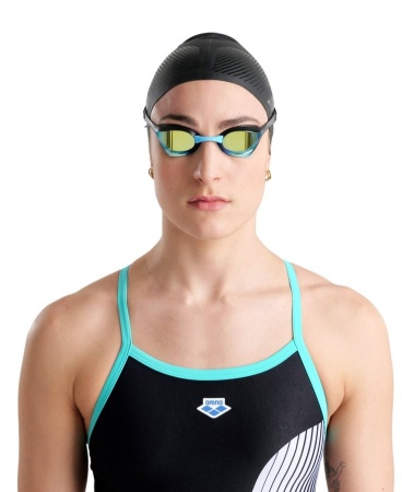 Очки для плавания Arena Cobra Ultra Swipe Mirror 002507-110, хамелеон линзы, салатовый/черный