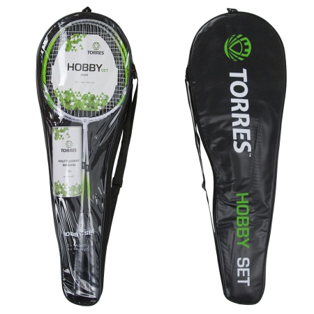 Набор для бадминтона Torres Hobby Set, сталь, 2 ракетки, 3 волана, чехол, черный