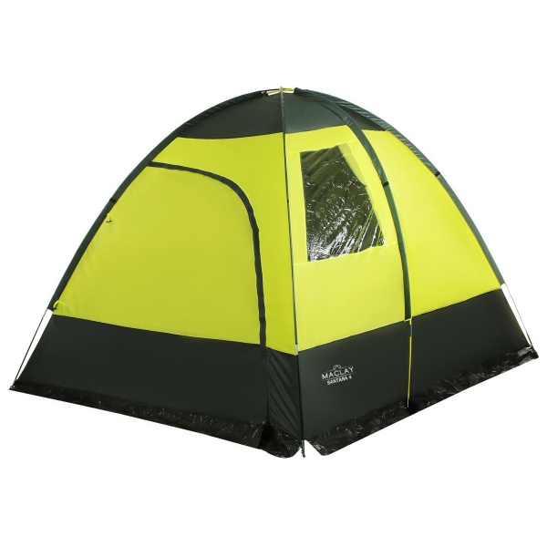 Палатка туристическая Maclay Santana 4, разм. 280 x 380 x 200 см, 4-местная, двухслойная, желтый