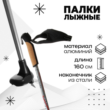 Палки лыжные Gekars Expert Plus, алюминий, серый