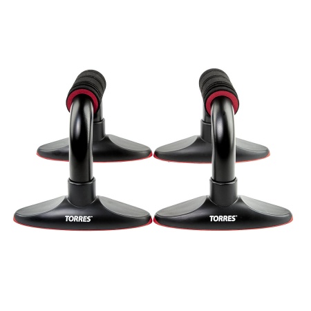 Упоры для отжимания Torres Push-Up Bars PL5015, металл, эрг. форма, съем. основания, черный/красный