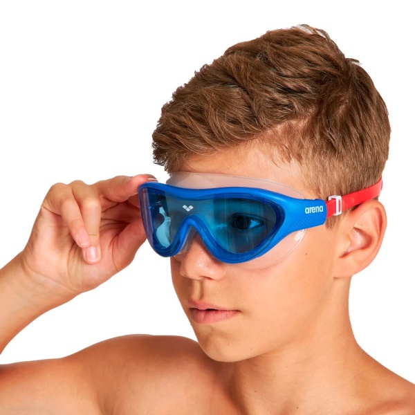 Полумаска для плавания детская Arena The One Mask JR 004309-200, синие линзы, синий/красный