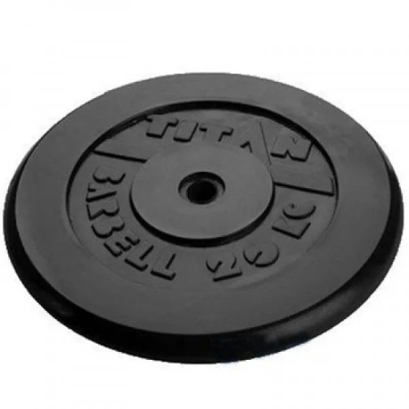 Диск для штанги Barbell Titan, 20 кг, диам. 26 мм, металл/резина, черный
