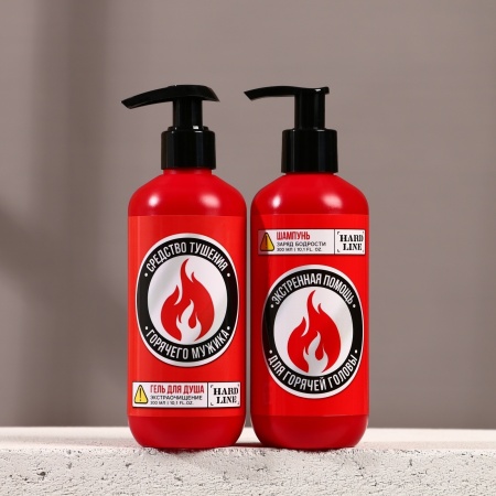 Подарочный набор HARD LINE «Тушение мужика» 10484501, гель для душа и шампунь для волос, 2х300 мл