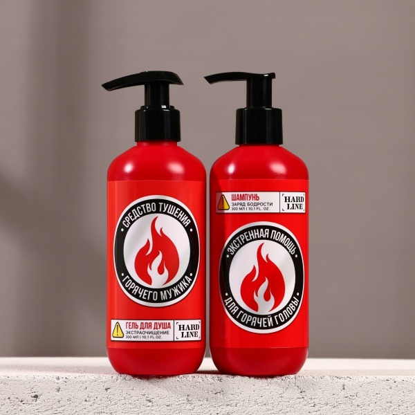 Подарочный набор HARD LINE «Тушение мужика» 10484501, гель для душа и шампунь для волос, 2х300 мл