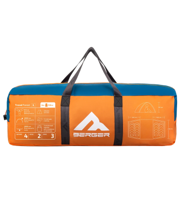 Палатка туристическая Berger Travel Forest 4 BTF244T-01. 4-местная, синий