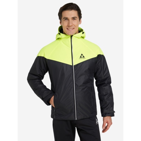 Куртка лыжника Fischer GR8227-100, мужская, черный/салатовый